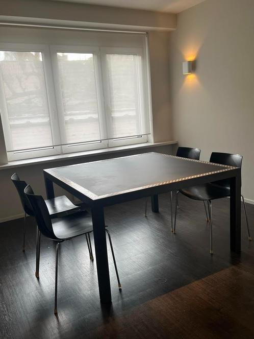 Tafel vierkant 132x132cm glazen gelakt en gezuurd blad, Huis en Inrichting, Tafels | Eettafels, Zo goed als nieuw, 100 tot 150 cm