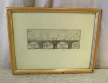 Mooie Ets 'Pont des Arts - Paris' - Sijsmans Annemie beschikbaar voor biedingen