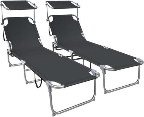 VOUNOT Zonneligstoel met zonnescherm GRATIS LEVERING, Tuin en Terras, Tuinstoelen, Nieuw, Overige materialen, Inklapbaar, Verstelbaar