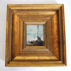 Schilderij op hout - havenzicht - gesigneerd, Ophalen of Verzenden