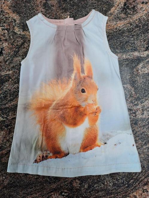 Mt 74 Beige jurk zonder mouwen met foto van eekhoorn, Kinderen en Baby's, Babykleding | Maat 74, Gebruikt, Meisje, Jurkje of Rokje