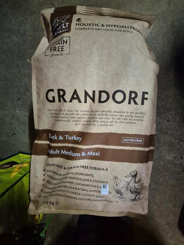 Gandorf adult eend kalkoen hondenbrokken 10kg - Geel - Putte, Dieren en Toebehoren, Dierenvoeding, Hond, Ophalen of Verzenden
