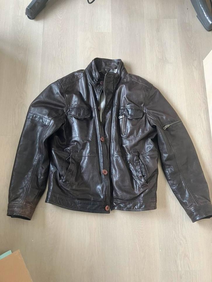 Leren / lederen jas bruin Milestone - heren / mannen, Motoren, Kleding | Motorkleding, Jas | leer, Heren, Tweedehands, Ophalen of Verzenden