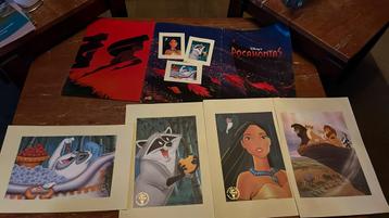 Disney lithograph 4 stuks lion king en pocahontas