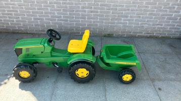 Speelgoed tractor John Deere met kar, Enlèvement, Comme neuf