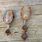 2 industriële kooilampen of bunkerlampen met voet, Antiek en Kunst, Ophalen of Verzenden