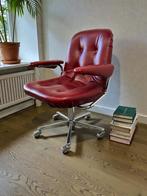 chaise/fauteuil de bureau vintage bordeaux sur roulettes, Enlèvement ou Envoi, Utilisé, Chaise de bureau