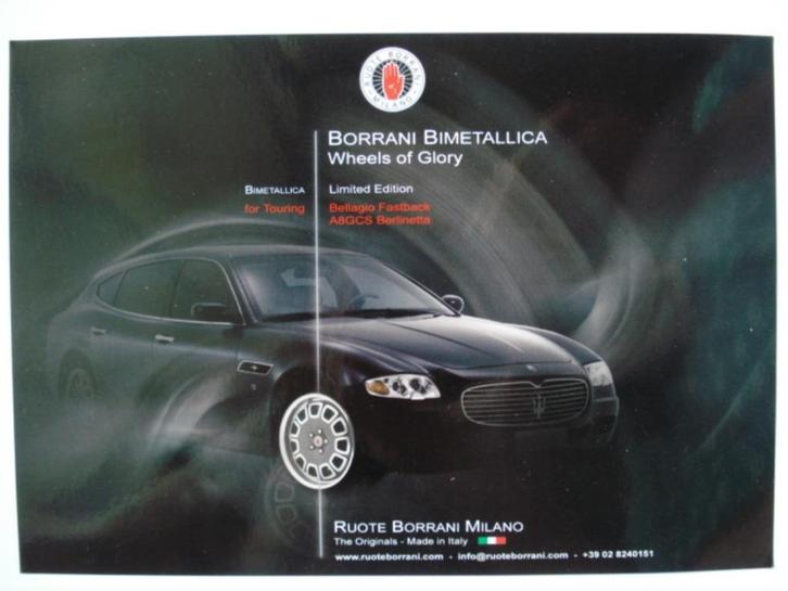 Ruote Borrani Bimetallica Touring Bellagio Fastback Brochure, Livres, Autos | Brochures & Magazines, Comme neuf, Autres marques