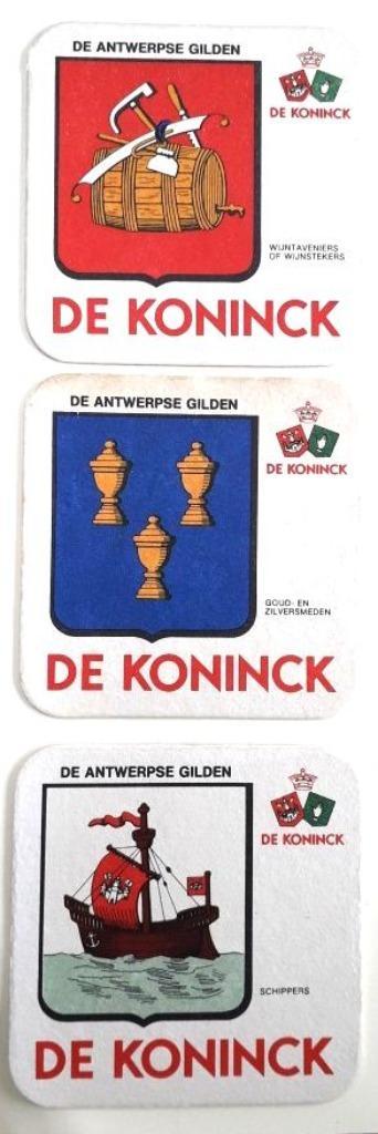 Drie bierviltjes "De Koninck" - De Antwerpse Gilden, Verzamelen, Biermerken, Zo goed als nieuw, Viltje(s), De Koninck, Ophalen of Verzenden