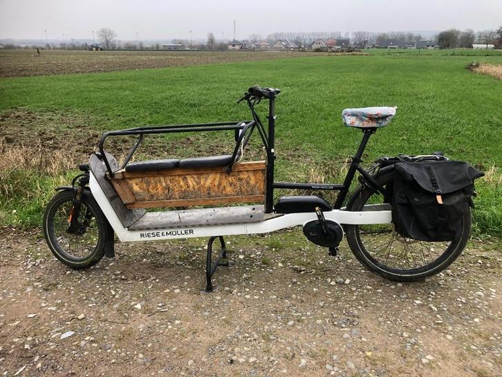 speed pedelec bakfiets/cargofiets, Fietsen en Brommers, Elektrische fietsen, Gebruikt, Riese & Müller, 50 km per accu of meer