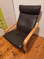 Poang ikea stoel bruin leer, Huis en Inrichting, Ophalen, Zo goed als nieuw, Leer