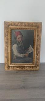 Olieverf schilderij op doek van een oude man/krant, Ophalen of Verzenden