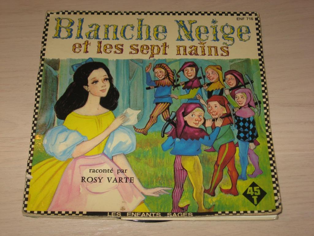 Disque vinyl 45 tours blanche neige et les 7 nains, Enlèvement ou Envoi, Comme neuf, Éducatif