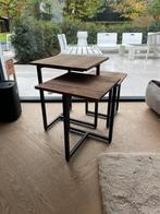 3 mooie houten bijzettafels, Huis en Inrichting, Tafels | Sidetables, Ophalen, Gebruikt, Vierkant