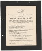 Doodsbrief Georges DE BUYST Hillegem 1899-1952, Verzamelen, Bidprentjes en Rouwkaarten, Rouwkaart, Verzenden