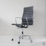 Vitra Eames Ea 119 chroom zwart leder bureaustoel, Noir, Chaise de bureau, Neuf