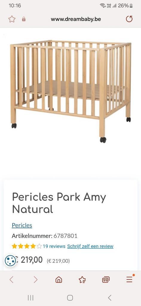 Houten park Pericles 90x60 met matras, Kinderen en Baby's, Babyparken, Zo goed als nieuw, Ophalen