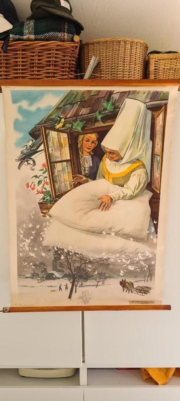 Vintage schoolkaart"Frau Holle schoolplaat, Antiek en Kunst, Ophalen of Verzenden