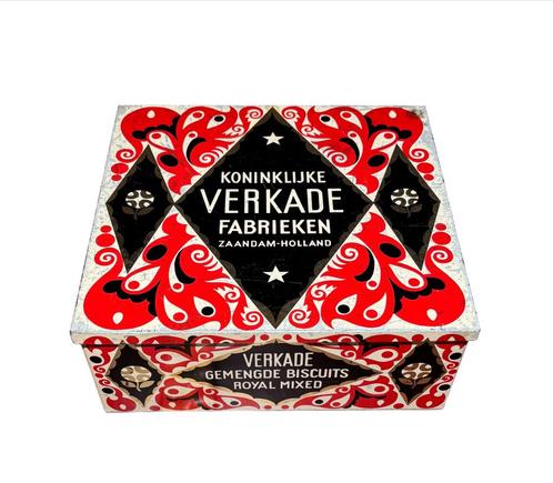 Antiek Verkade biscuits blikken doos , winkelblik, Verzamelen, Blikken, Gebruikt, Beschuit, Verkade, Ophalen of Verzenden