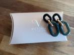 Boucles d'oreilles Victoria rosé / époxy noir et vert, Handtassen en Accessoires, Oorbellen, Ophalen of Verzenden, Nieuw, Zwart