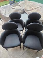 4 stoelen met zijleuning, Huis en Inrichting, Ophalen, Zwart, Leer, Zo goed als nieuw