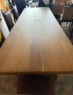 Eiken tafel , gezandstraald  3m x 1m en 8 stoelen gratis, Ophalen, Gebruikt, Eikenhout, 200 cm of meer