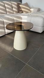 Brix - Salontafel Mylon - Beige - Glas - 50cm, Huis en Inrichting, Tafels | Salontafels, Ophalen, Zo goed als nieuw, Glas, 50 tot 100 cm