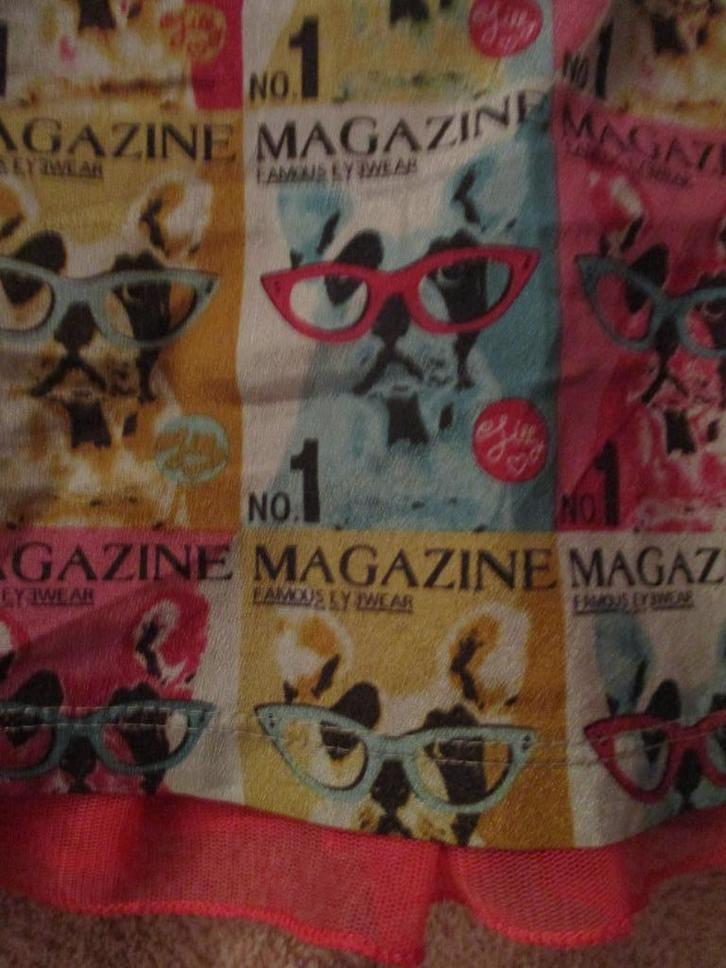 grijze jurk met hondjes en lange mouwen Jilly maat 122, Kinderen en Baby's, Kinderkleding | Maat 122, Zo goed als nieuw, Meisje