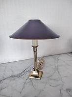 Oude lamp in massief messing met metalen lampenkap., Verzenden