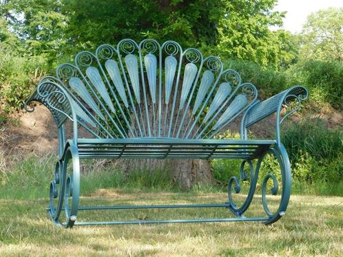 Banc de balançoire - bleu pétrole - fer forgé, Jardin & Terrasse, Bancs de jardin, Balançoire, Enlèvement ou Envoi