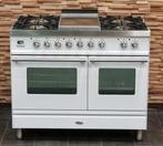 🔥Luxe Fornuis Boretti 100 cm wit + rvs 5 pits frytop 2ovens, 60 cm of meer, 5 kookzones of meer, Vrijstaand, 90 tot 95 cm