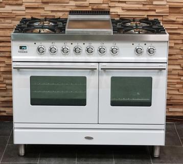 🔥Luxe Fornuis Boretti 100 cm wit + rvs 5 pits frytop 2ovens