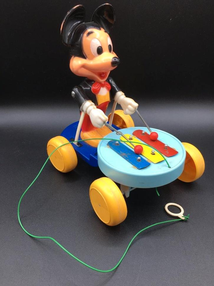 Mickey - Disney - Vintage trekspeeltje, Verzamelen, Disney, Gebruikt, Beeldje of Figuurtje, Mickey Mouse, Ophalen of Verzenden