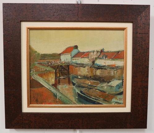 Rik Brouwers, expressionistisch stadsgezicht, Antiek en Kunst, Kunst | Schilderijen | Klassiek, Ophalen of Verzenden