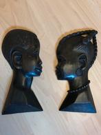 2 houten hoofdjes oorsprong Congo 30x15cm