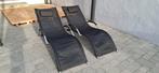 2 ligstoelen/loungestoelen grijs/zwart SoBuy, Tuin en Terras, Ophalen, Zo goed als nieuw