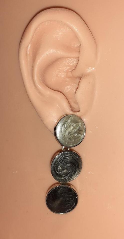 oorstekers grijze parelmoer cirkels, Bijoux, Sacs & Beauté, Boucles d'oreilles, Neuf, Puces ou Clous, Autres matériaux, Gris, Envoi