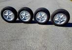 4 jantes alu avec pneus hiver pour Opel et Fiat, Auto-onderdelen, Banden en Velgen, Ophalen, Gebruikt, 15 inch, Velg(en)