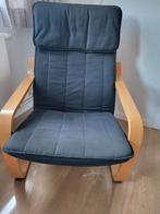 Ikea Poäng fauteuil eikenfineer met zwart kussen., Huis en Inrichting, Ophalen, Zo goed als nieuw