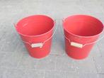 2 rode metalen emmers, Maison & Meubles, Seaux, Enlèvement, Fer, Avec poignée