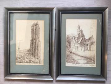2 prachtige Etsen van Mechelen.  beschikbaar voor biedingen