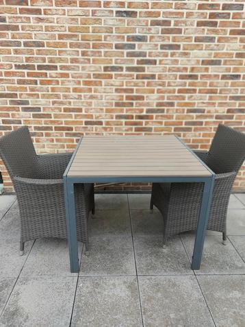 Tuinset met 2 zeteltjes, Tuin en Terras, Ophalen, Zo goed als nieuw, Aluminium, Tuinset
