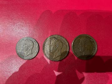3 Pièces de monnaie Monaco de 1837 - 1838    beschikbaar voor biedingen