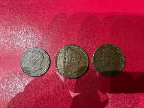 3 Pièces de monnaie Monaco de 1837 - 1838, Postzegels en Munten, Munten | Europa | Euromunten, Setje, 5 cent, Monaco, Ophalen of Verzenden