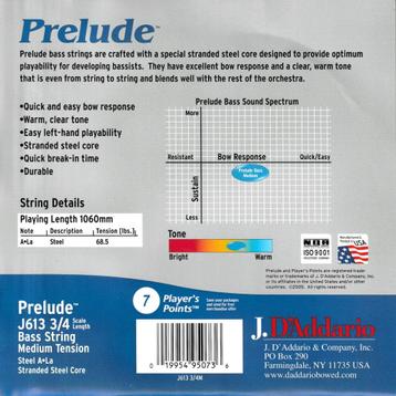 D'Addario Prelude Bass Strings - J614 3/4M beschikbaar voor biedingen