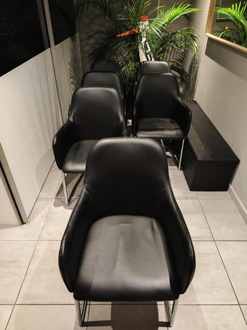 6 zwarte kuipstoelen, Huis en Inrichting, Ophalen, Gebruikt, Zwart, Chrome/zwart