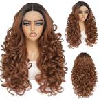 Luxe lace front pruik lang krullend haar model Calla kleur O, Verzenden, Nieuw, Pruik of Haarverlenging
