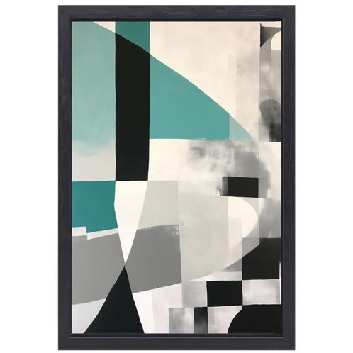 Abstracte Harmonie in Zwart en Wit canvas + baklijst 50x70cm, Huis en Inrichting, Woonaccessoires | Schilderijen, Tekeningen en Foto's