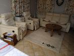 Woonkamer 3-zitsbank en 2 elektrische relaxers 350€ (nx-prij, Ophalen, Gebruikt, Leer, Cuir blanc cassé