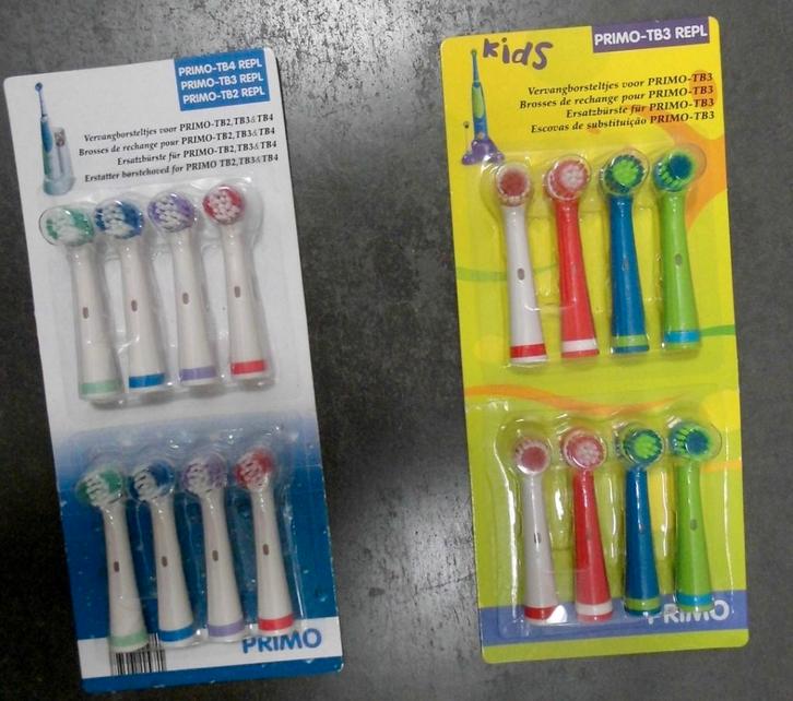 16 Brosses de rechange PRIMO TB2/TB3/TB4 NEUF, Bijoux, Sacs & Beauté, Beauté | Soins de la bouche, Neuf, Tête de brosse, Enlèvement ou Envoi